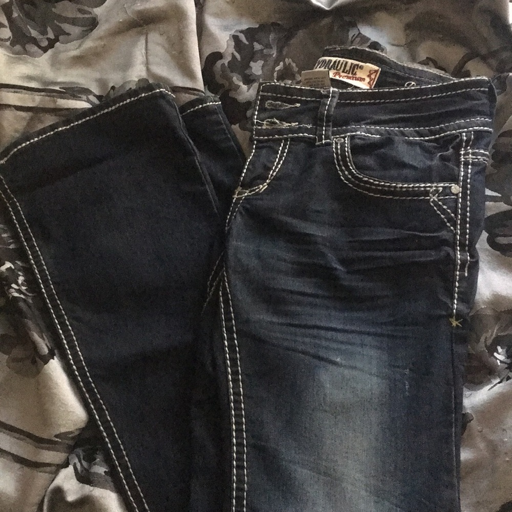 dark wash hydraulic jeans